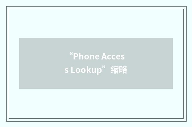 “Phone Access Lookup”缩略