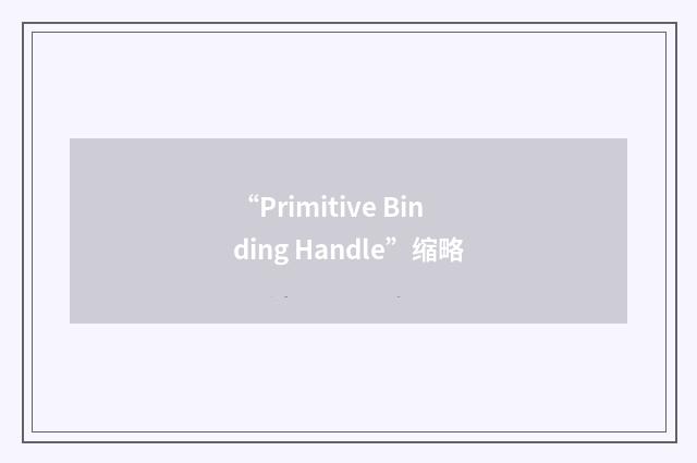 “Primitive Binding Handle”缩略