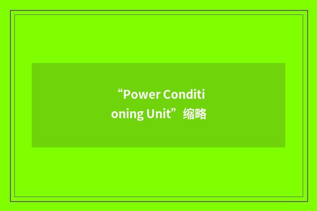 “Power Conditioning Unit”缩略