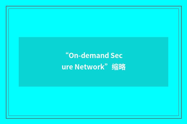 “On-demand Secure Network”缩略