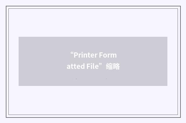 “Printer Formatted File”缩略