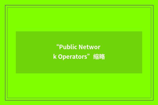 “Public Network Operators”缩略