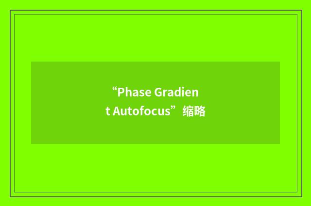 “Phase Gradient Autofocus”缩略