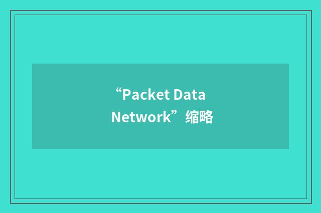 “Packet Data Network”缩略