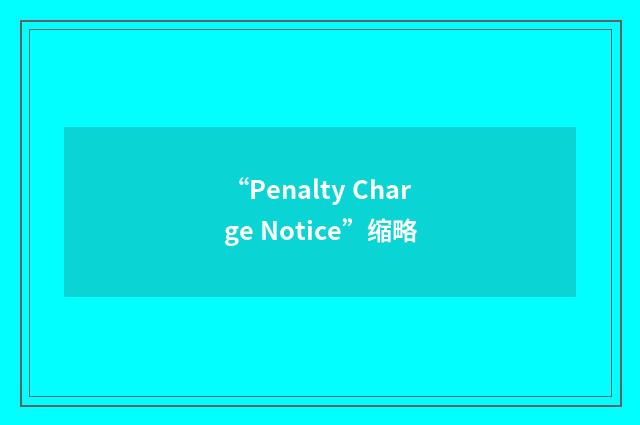 “Penalty Charge Notice”缩略