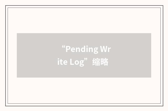 “Pending Write Log”缩略