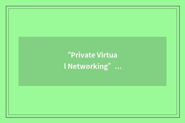 “Private Virtual Networking”缩略