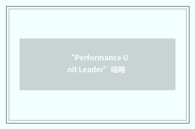 “Performance Unit Leader”缩略