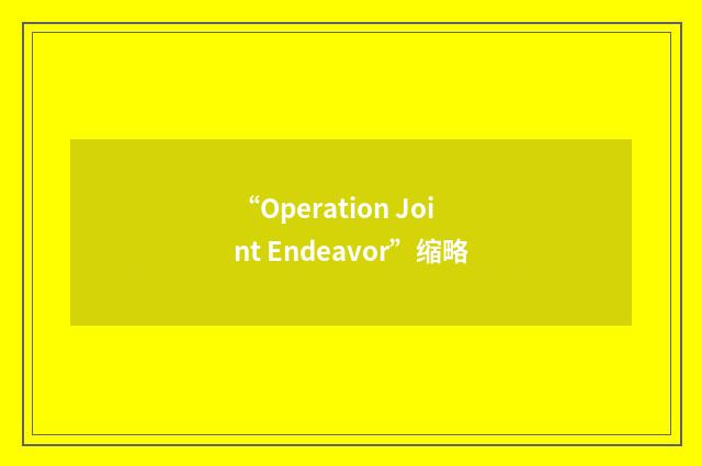 “Operation Joint Endeavor”缩略