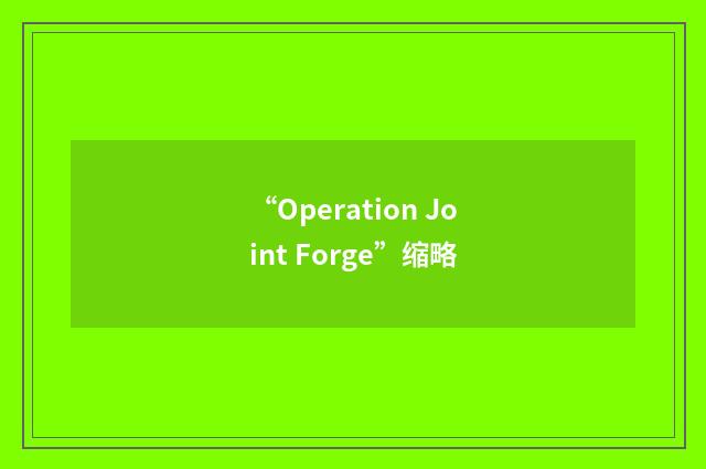 “Operation Joint Forge”缩略