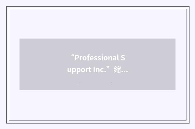 “Professional Support Inc.”缩略