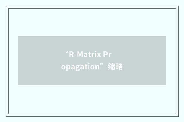 “R-Matrix Propagation”缩略