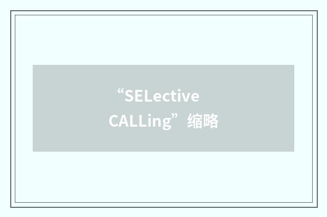 “SELective CALLing”缩略