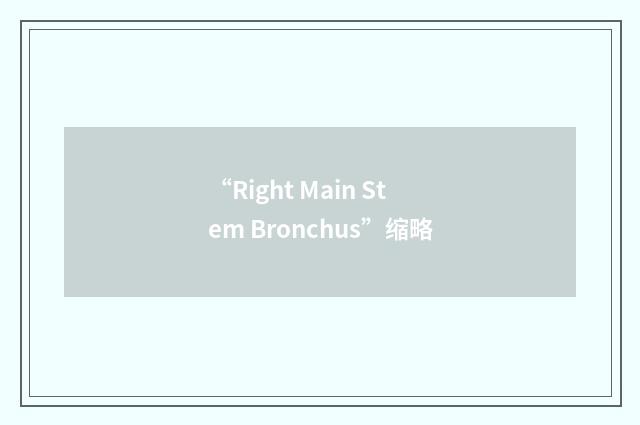 “Right Main Stem Bronchus”缩略
