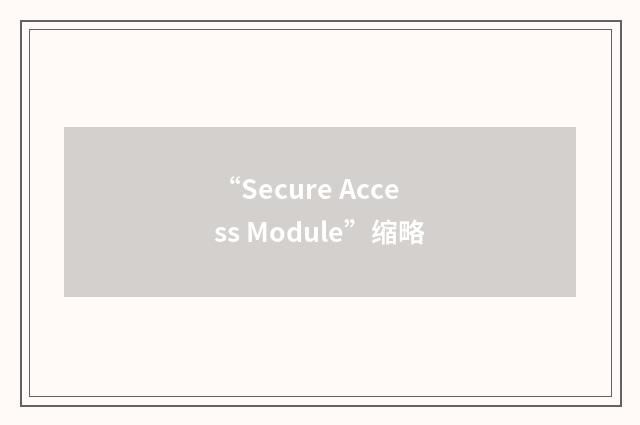 “Secure Access Module”缩略