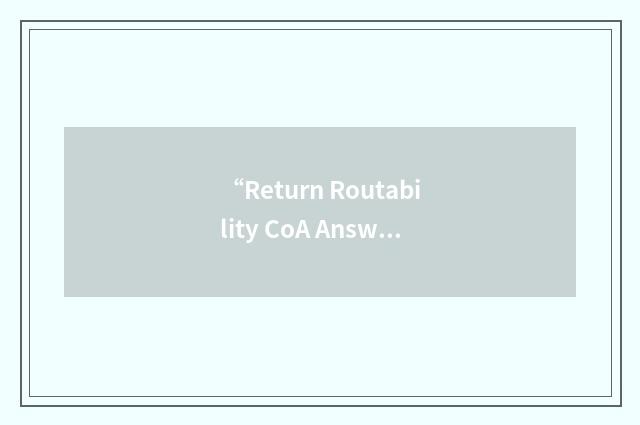 “Return Routability CoA Answer”缩略