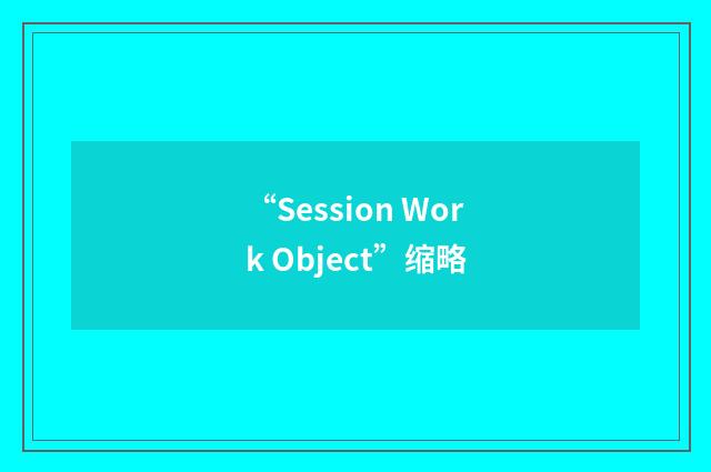 “Session Work Object”缩略