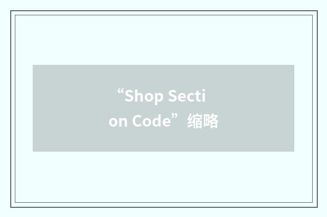 “Shop Section Code”缩略