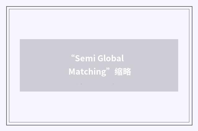 “Semi Global Matching”缩略