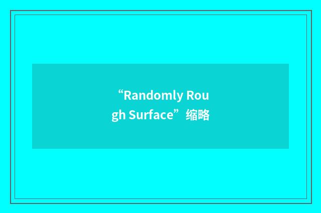 “Randomly Rough Surface”缩略