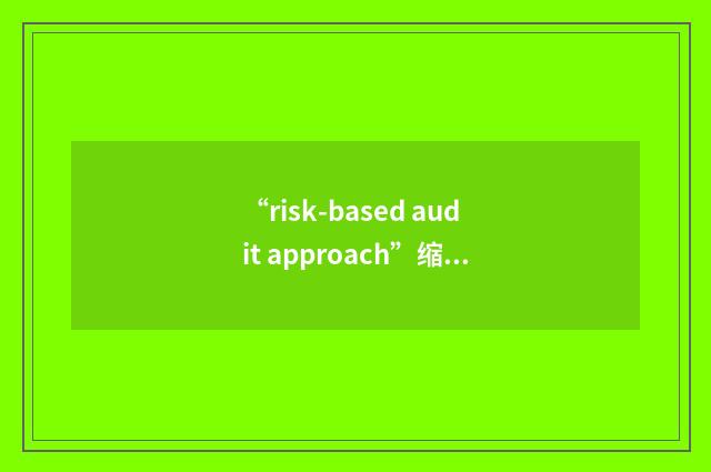 “risk-based audit approach”缩略