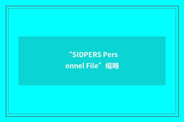 “SIDPERS Personnel File”缩略