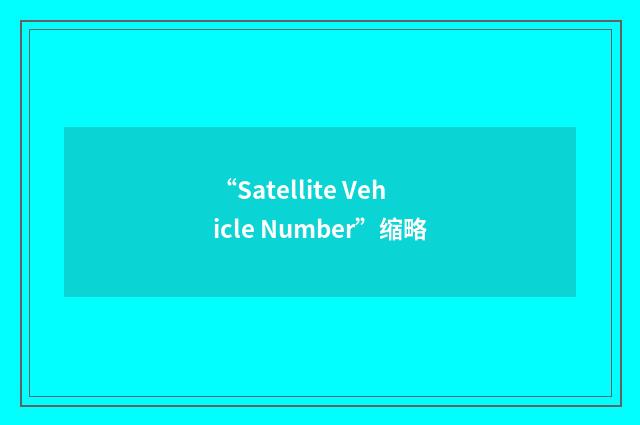 “Satellite Vehicle Number”缩略