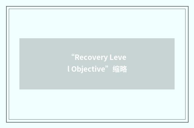 “Recovery Level Objective”缩略