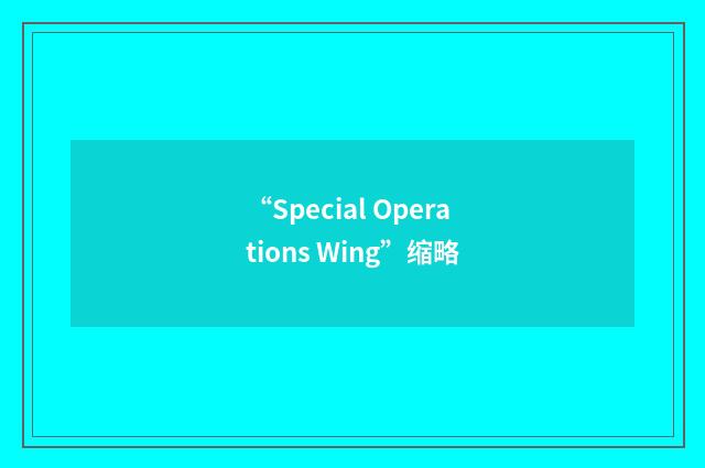 “Special Operations Wing”缩略