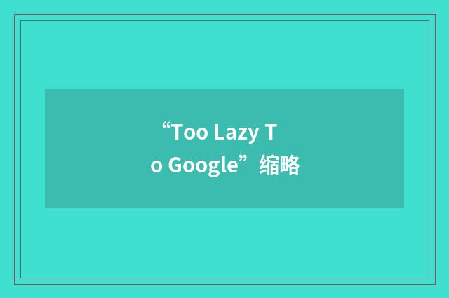 “Too Lazy To Google”缩略