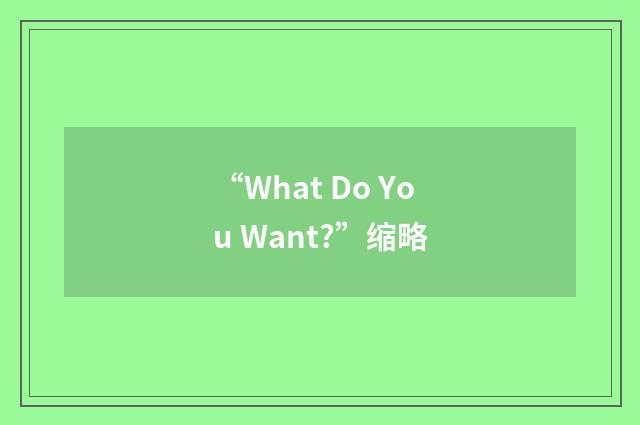 “What Do You Want?”缩略