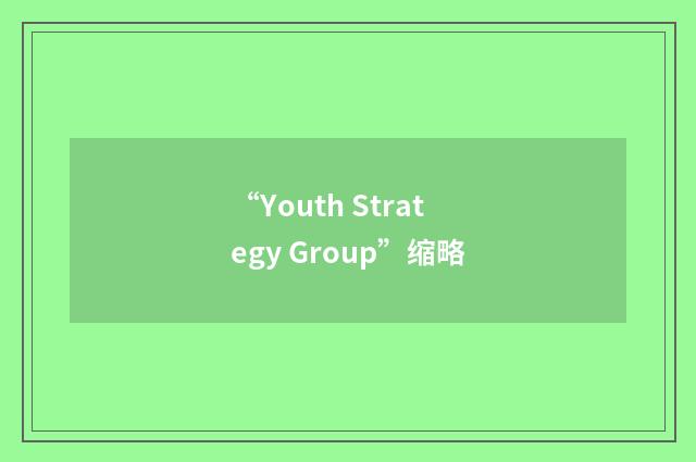 “Youth Strategy Group”缩略