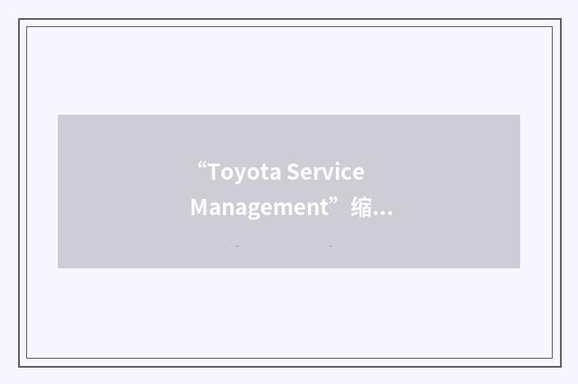 “Toyota Service Management”缩略
