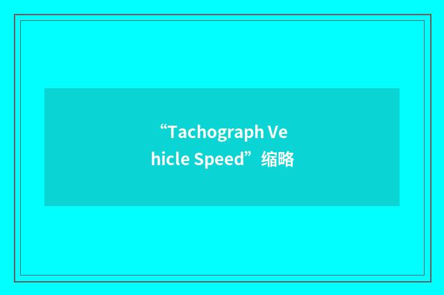 “Tachograph Vehicle Speed”缩略