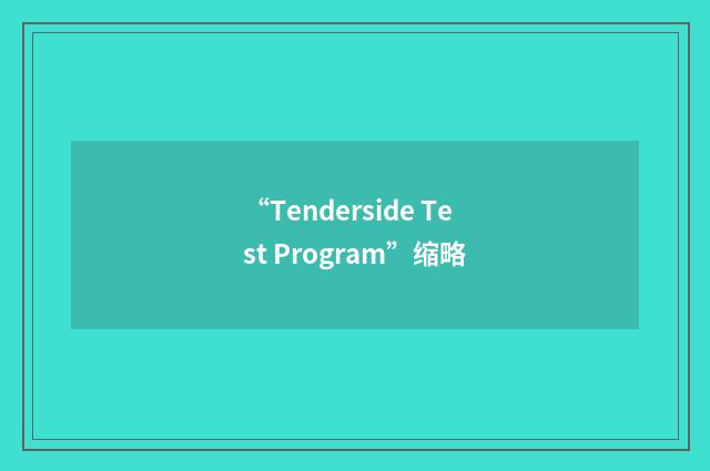 “Tenderside Test Program”缩略
