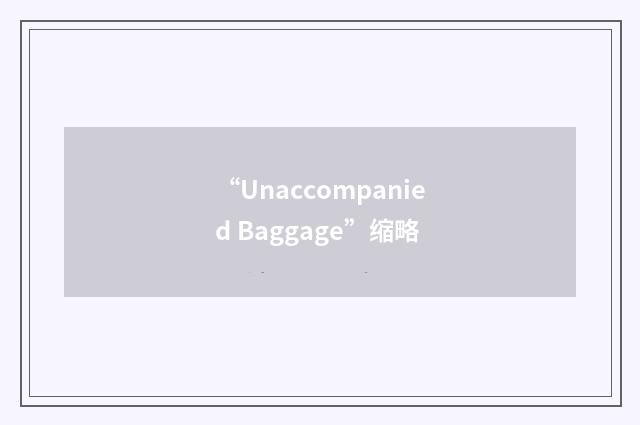 “Unaccompanied Baggage”缩略