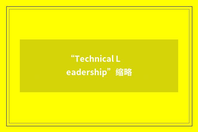 “Technical Leadership”缩略