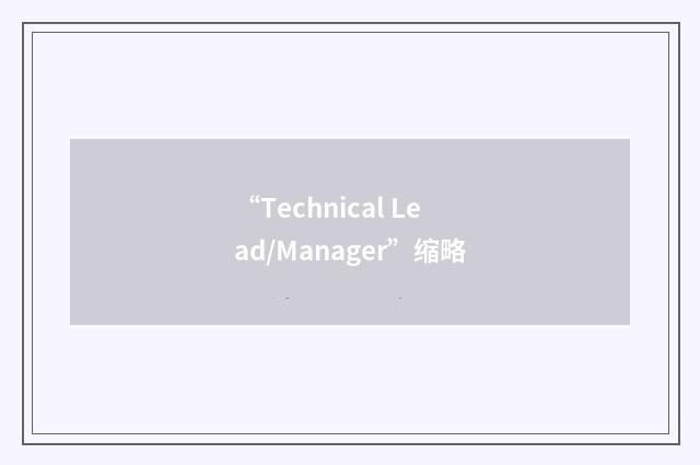 “Technical Lead/Manager”缩略