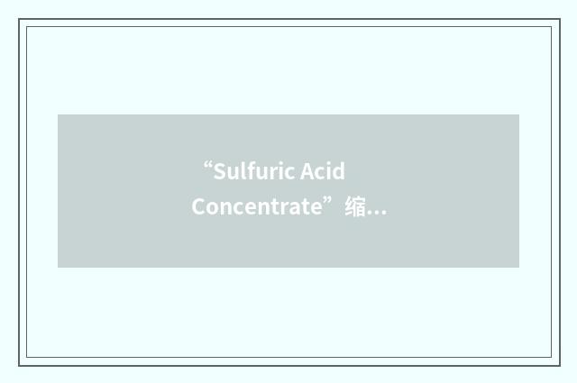“Sulfuric Acid Concentrate”缩略