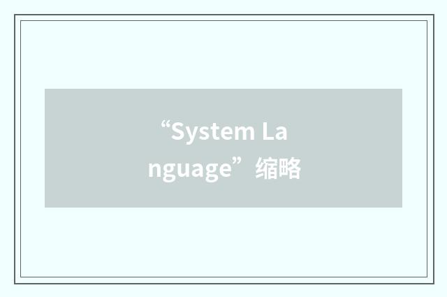 “System Language”缩略