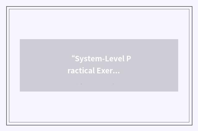 “System-Level Practical Exercise”缩略