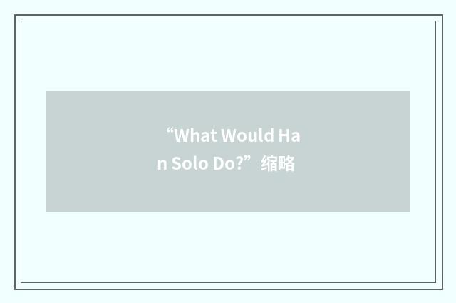 “What Would Han Solo Do?”缩略