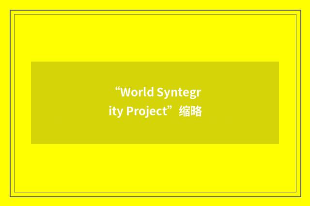 “World Syntegrity Project”缩略