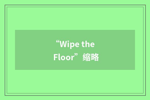 “Wipe the Floor”缩略