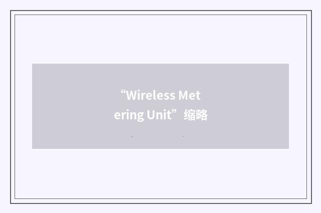 “Wireless Metering Unit”缩略