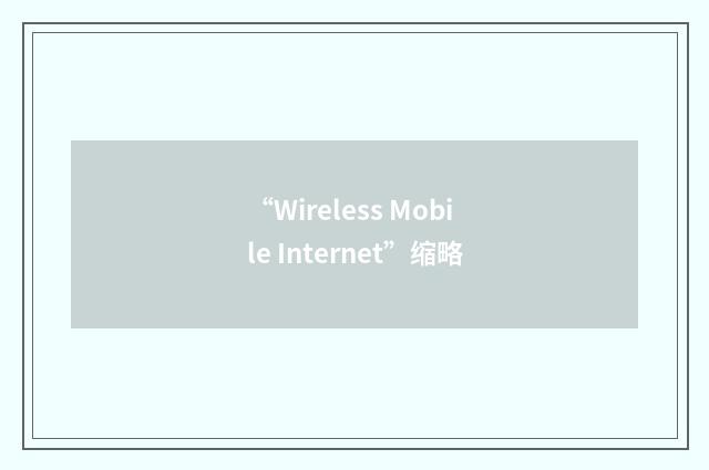 “Wireless Mobile Internet”缩略