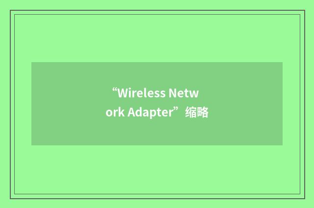 “Wireless Network Adapter”缩略