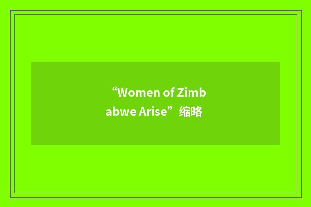 “Women of Zimbabwe Arise”缩略