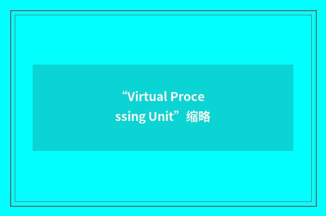 “Virtual Processing Unit”缩略