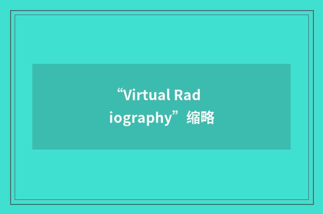 “Virtual Radiography”缩略